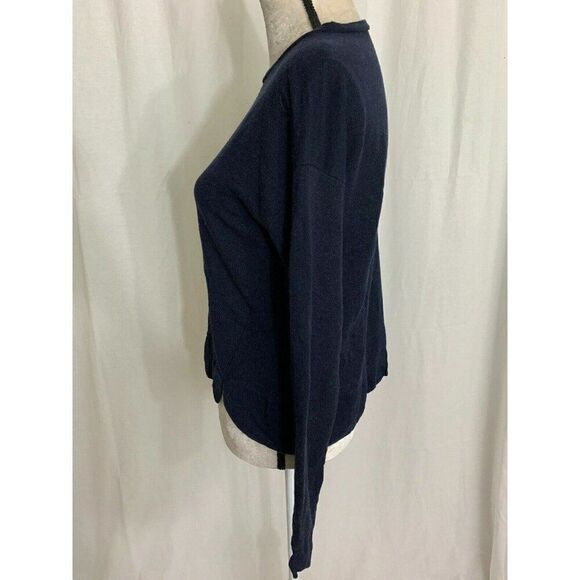 Zara Womens Solid Navy Blue Long Sleeve Sweater Top Crew Neck Small - Picture 3 of 6